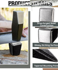 Two Piece Peening Anvil Set For Scythe Blades In Drop Forged Steel With Flat Striking Surface And Glossy Finish