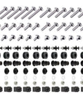 Honda CBR900 929 954 Bodywork Screw Kit With Mounting Bolts And Washers For Quick Bike Repairs Durable Stainless Steel Fasteners Tight Threads Easy Install Ride Ready All In One Motorcycle Hardware Kit, assorted silver bolts and black clips