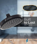 Round Rain Shower Head With Extension Arm, Height Adjustable High Pressure Shower Head, Easy One Minute Install, Oil Rubbed Bronze Finish
