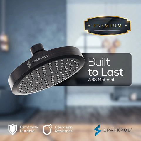 Round Rain Shower Head With Extension Arm, Height Adjustable High Pressure Shower Head, Easy One Minute Install, Oil Rubbed Bronze Finish