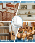 18 Piece White L Bracket Set With 72 Screws for wood furniture, shelves, beds, cabinets, drawers and chairs in use.