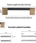 Dimensions of Ten Pack Knurled Cabinet Handles Center To Center Five Inch Black And Champagne Copper Kitchen Cabinet Hardware