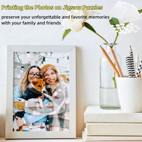 Framed Blank Sublimation Puzzle Kit 24 Sets A5 Size 20 Pieces showcasing custom printed photo with decor