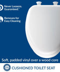 Padded Toilet Seat With Cushioned Vinyl Over Wood Core For Supreme Comfort And Comfy Feel, Elongated White, Made In USA