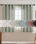 Living Room Linen Blend Curtains With Semi Sheer Light Filtering Nickel Grommets Sea Grass Color Energy Saving Window Treatments 2 Panels 52 By 96 Inches Open Weave Eco Friendly Recycled Materials shown installed in living room