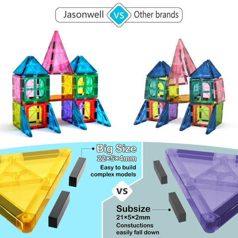 Comparison of magnetic tiles building blocks set for kids 100 pieces fun educational STEM toy with Ferris wheel rotating play