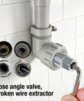 Hose angle valve with broken wire extractor from Super Tough Heavy Duty Forged Steel Thread Retapper And Broken Bolt Extractor.