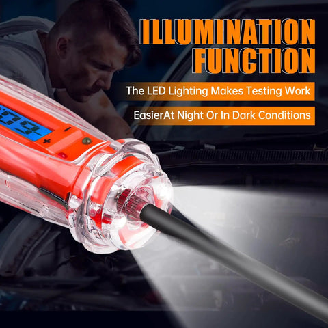 Automotive Test Light 3 To 72V DC Digital Light Tester For Quick Car Electrical Circuit Checks With Wide Voltage Range Easy To Use Durable Probe Perfect For DIY Mechanics And Pros, red LED tip