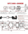 Ultra Low Backlash Ball Screw SFU1605 500mm For CNC Machines With Smooth Rolling Friction High Precision Linear Motion Bearing Steel Construction Durable Perfect For CNC Milling And Precision Tooling, technical drawing