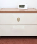 Vintage Small Cabinet Door Handles And Drawer Knobs With Concealed Pulls For Kitchen And Bath on white dresser