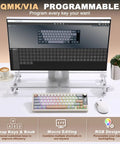 Slick Wireless Mechanical Keyboard Featuring Sixty Eight Keys In Warm Beige Paired With Buttery Smooth Milk V2 Switches And A Standout Customizable Smart TFT Screen, shown with an interactive programming interface.