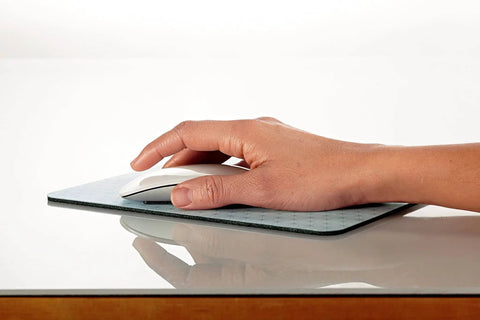 Bitmap Mouse Pad 9 x 8 Inch Foam Surface with Non Skid Backing for Optical and Ball Mouse Precision Desk Pad in use on a desk