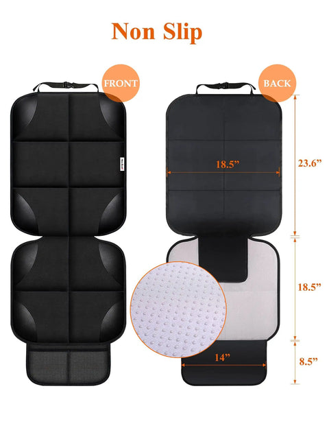 Kid Car Seat Protector For Back Seat, Durable 600D Fabric Waterproof Cover With Thick Pad And Non Slip Backing, 2 Pack, Black.