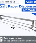 Shop Favorite 48 Inch Kraft Paper Dispenser With Smooth Cut Blade Reinforced Steel Countertop Holder For Butcher Paper And Wrap Rolls Kitchen Workhorse Top Tier Gear Set Pack Of Four with measurement details.