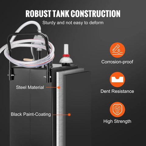 Portable 30 Gallon Gas Caddy With Two Wheels And Manual Transfer Pump For Diesel And Gasoline Fuel Storage Tank Grab N Go