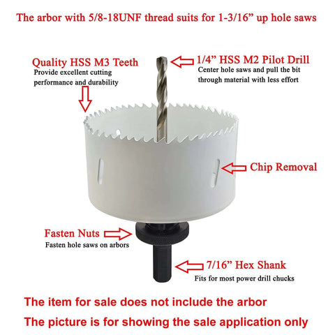 Front view: MaxTool 6-1/4 in bi-metal hole saw with 7/16-in hex shank and 1.5-in depth for metal wood plastic