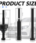 Product size chart for Heavy Duty Carbon Steel Power Steering Pump Pulley Removal Tool Set with detailed measurements.