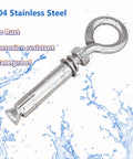 Beefy Heavy Duty 304 Stainless Steel Expansion Eyebolt Set For Concrete Walls Five Sixteenths By Four And Three Sixteenths Inch