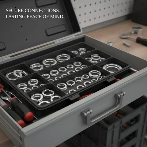 Drawer with assorted All Purpose Galvanized Spring Lock Washer Set M3 Through M30 For Machinery And Hardware High Carbon Steel