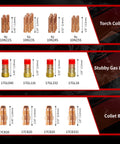 Image of torch collets, stubby gas lens, and collet body from Beast Pro-Grade TIG Welding Accessories Kit, 71 Pieces for WP 17 18 26 Torch