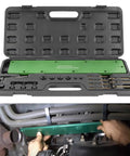 Heavy Duty Exhaust Manifold Drill Template Bolt Removal Tool Kit For Dodge 5.7L Hemi And Ram 1500, showing tools in case and installation.
