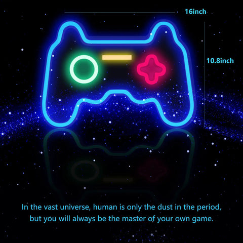 Christmas Gamepad Neon Sign For Gamers 16 By 11 Inches USB Powered LED Light For Teen Rooms Low Energy LED Sign Perfect Gift