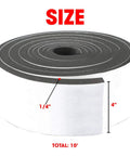 Neoprene Weather Stripping Roll 4 Inch Wide 10 Foot Long One Quarter Inch Thick With Self Adhesive Backing for Doors and Windows