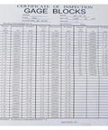 Certificate of inspection for 83 Piece Block Gauge Set From 1.005 To 100 Millimeter Caliper Inspection Blocks with details