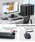 Hella Smooth 4 Port HDMI KVM Switch That Lets You Run Four Pcs Off One Keyboard Mouse And Display While Delivering Crisp 4K30Hz Video And Totally No Sweat Button Switching For A Sweet Clean Workstation with PC setups and two switching options.