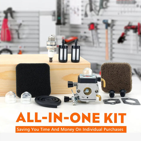 FS80R Carburetor Upgrade For STHIL String Trimmers And Hedge Tools Weedeater Ready With Maintenance Kit parts displayed