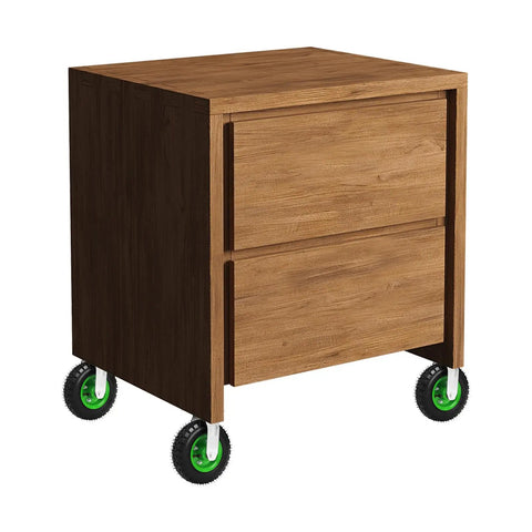 Eight Inch Pneumatic Swivel Caster Kit With Bolt On Mounting Heavy Duty Inflatable Air Tires Black Rubber Shock Absorbing Wheels Four Pack Includes Two Rigid And Two Swivel Brackets Tough As Nails Supports Up To Two Hundred Twenty Pounds Per Wheel For on wooden storage cart with green wheels.