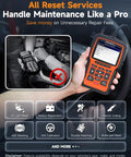 Person holding NT510 Elite OBD2 Scanner for Porsche, featuring full system bi-directional control and all reset services.