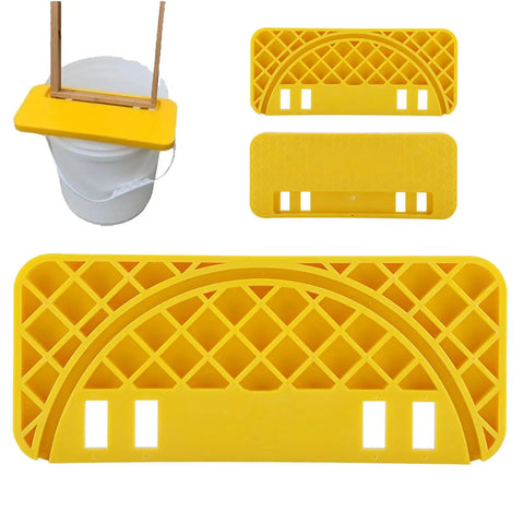Beekeeping Honey Uncapping Tank Holder For Easy Harvesting And Frame Scraper, yellow ABS plastic fitting 5-6 gallon bucket