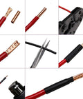 970Pcs Wire Ferrules Kit With Tinned Copper Crimp Connectors Non Insulated Cable End Terminals Assortment For Electrical Wiring Includes 48Pcs Heat Shrink Tubing No Fray Easy Crimp in use with close-up of wires, cutters, and crimp tool.