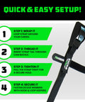Quick setup steps for Beefy Heavy Duty Lashing Straps 1 Inch By 12 Foot Cam Buckle Tie Downs, 1320Lb Break Strength, 4 Pack