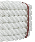 Coiled 1 Inch 100 Ft Floating Twisted Polypropylene Rope for Marine Use and Wet Projects, Lightweight, UV Resistant, Low Stretch