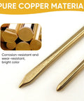 Close-up of brass leather sewing needles, highlighting copper material, part of Two Piece Brass Leather Sewing Needles For Hand Stitching And Lacing, Long Jumbo Lacing Needles Set, Fits Flat Leather Cord Up To 4mm, Manual Threading Tool For Leather Crafting And DIY Projects.