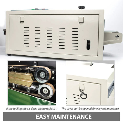 Automatic Horizontal Continuous Sealing Machine For Plastic Bags, Band Sealer With Embossing And Date Stamp, maintenance view