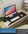 Large PVC Leather Desk Mat For Office Use, Extra Large Mouse And Keyboard Pad, Computer And Laptop Desk Protector, 31.5 X 15.7 Inches, Black