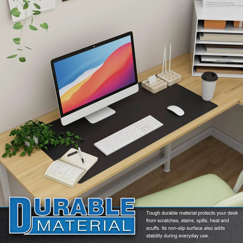 Large PVC Leather Desk Mat For Office Use, Extra Large Mouse And Keyboard Pad, Computer And Laptop Desk Protector, 31.5 X 15.7 Inches, Black