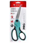 Heavy Duty Bent Fabric Scissors 8.5 Inch With Comfort Grip For Sewing And Crafting, pro grade shears in package with turquoise handles