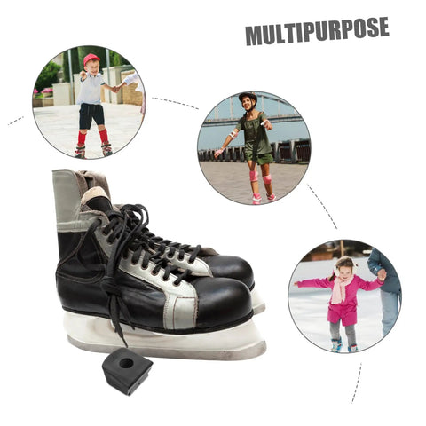 Roller Skate Brake Stoppers for Inline and Quad Skates Durable Toe Stops with multipurpose child skaters in background.