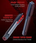 Heavy Duty SAE Helicoil Thread Repair Kit with HSS drill bits showing grooved screw tap and square taper shank features.