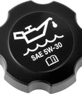 FC208 Engine Oil Filler Cap Replacement For Chevy GMC Buick Cadillac Silverado Suburban Tahoe Canyon Envoy Savana Yukon Sierra Avalanche Blazer Escalade C1500 Colorado Express Lumina Impala Direct Fit Easy Install, black cap with oil icon and SAE 5W-30 inscription.