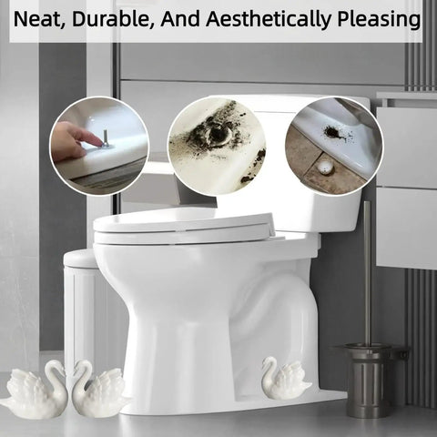 Upgrade Your Bathroom Game With Super Slick Ceramic Toilet Bolt Caps Featuring A Chic White Swan Design And Decorative Screw Covers That Totally Level Up Your Home Aesthetic And Keep Things Looking Fresh. Ceramic toilet bolt caps with elegant white swan design. Pants decorative covers masking bolts.