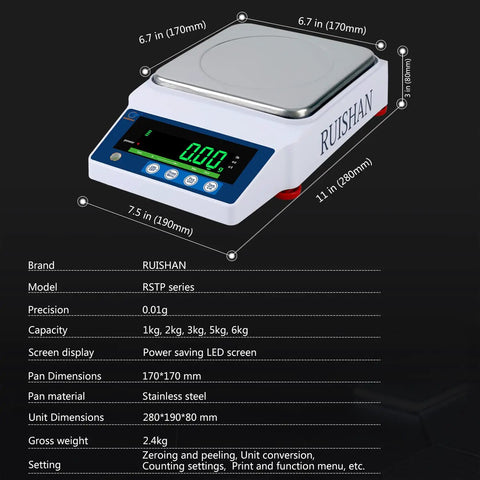 High Precision Digital Lab Scale 5000G X 0.01G Analytical Balance For Jewelry Pharmacy Chemistry And Industry Pro Grade