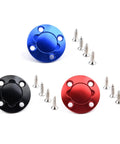 Rugged CNC Aluminum Fuel Dot Filler For RC Airplanes And Boats With Oiling Port Easy Install Direct Tank Fill Without Opening Fuselage Ideal For Gas Models And Smoke System, shown in red, blue, black with screws