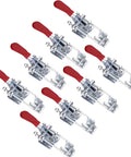 Silver Toggle Latch Clamp Set, U Bolt Toggle Latches, 360 Lb Holding Capacity, Adjustable Small Latch Hardware, 8 Pack with red handles