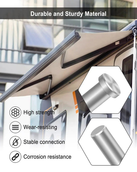 RV Awning Arm Repair Pin Kit With Spacers for Power RV Camper, showing durable material and pin for easy sunshade fix
