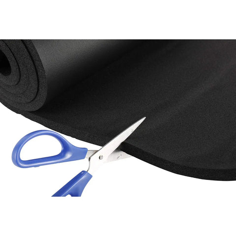 Top Tier Closed Cell Foam Roll Half Inch Thick By 13 Inch Wide By 60 Feet Long cut with scissors for DIY sound dampening projects.